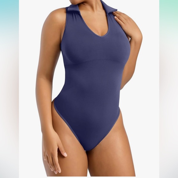 SHAPELLX Polo Sleeveless Bodysuit for Woman Tummy Control Shapewear 2X/3X - Picture 1 of 7